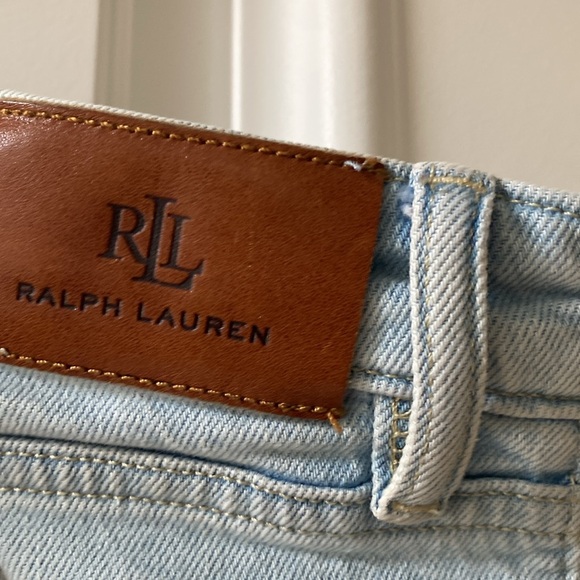 Lauren by Ralph Lauren cropped jeans, hombre fringe cuffs size 16 - Picture 5 of 9
